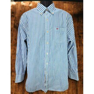 Southern Tide Mens Classic Fit Blue Striped Dress Shirt Large